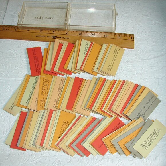 Vintage 'Bible Gems' Pack of 130 Cards / 260 Verses & Quotes in Clear Case - Picture 5 of 6